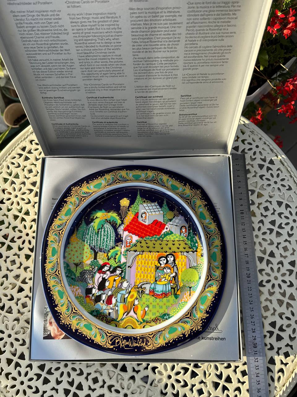 Unikat Rosenthal Studio-Linie „Stille Nacht 1983” z OSOBISTYM AUTOGRAFEM Bjørna Wiinblada (29 cm, OVP + Certyfikat)
