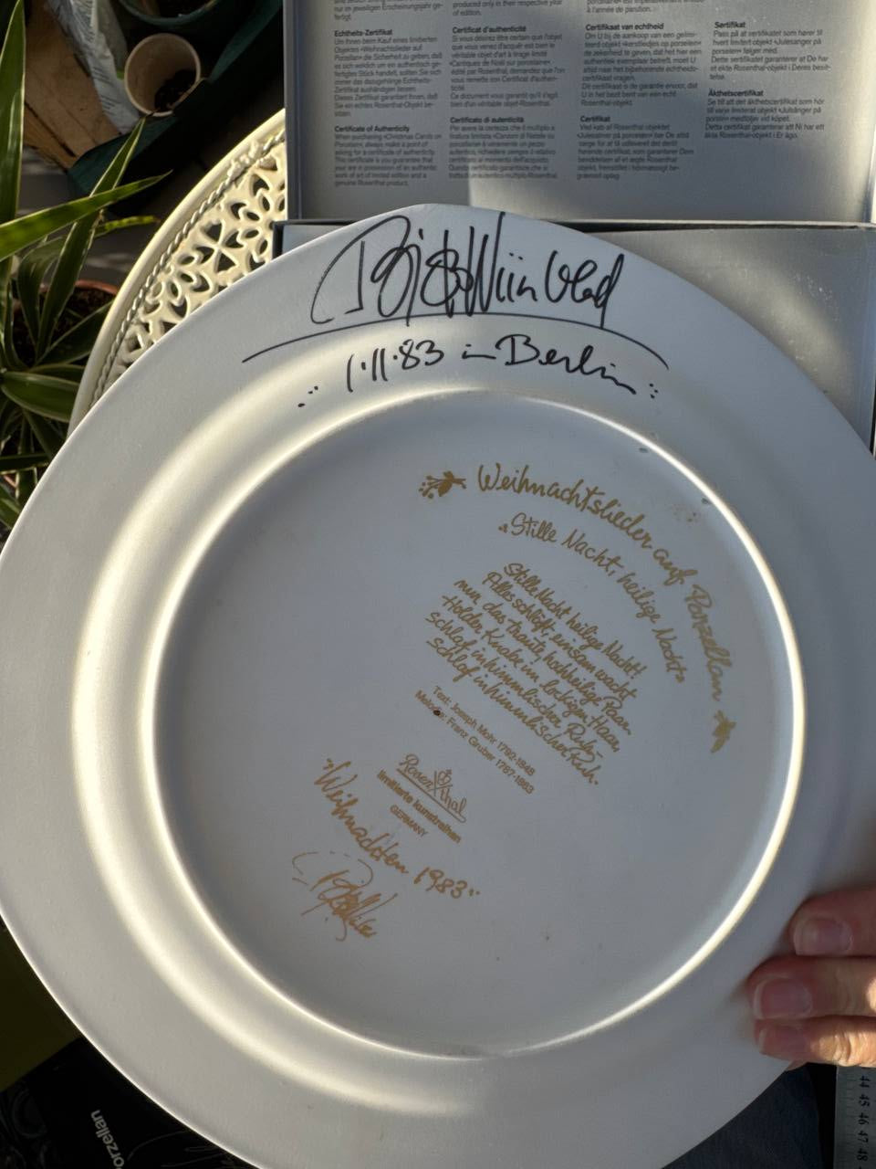 Unikat Rosenthal Studio-Linie „Stille Nacht 1983” z OSOBISTYM AUTOGRAFEM Bjørna Wiinblada (29 cm, OVP + Certyfikat)