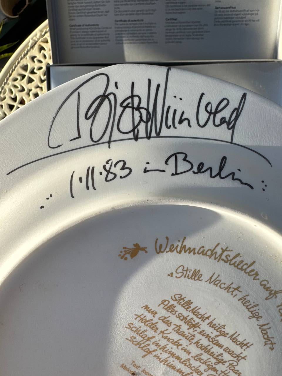 Unikat Rosenthal Studio-Linie „Stille Nacht 1983” z OSOBISTYM AUTOGRAFEM Bjørna Wiinblada (29 cm, OVP + Certyfikat)