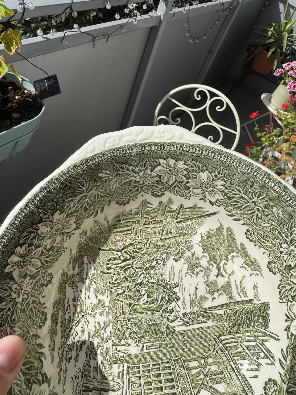 Royal Tudor Ware Staffordshire „Coaching Taverns” – zielony serwis obiadowy 6 osób (16 el.)