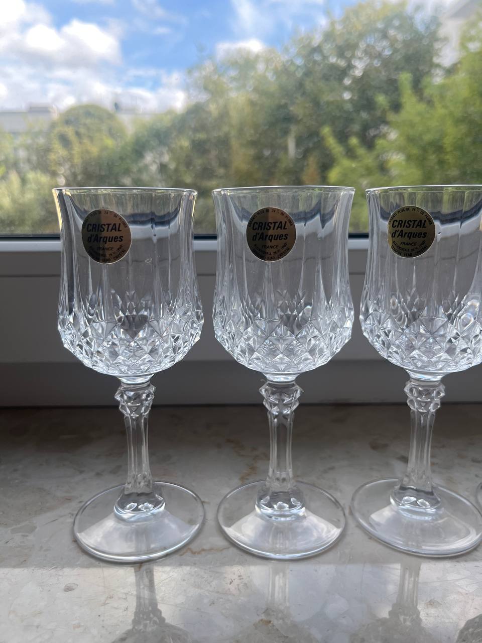 Cristal d'Arques Francja kieliszki kryształowe 24% PbO 6 szt. z naklejkami