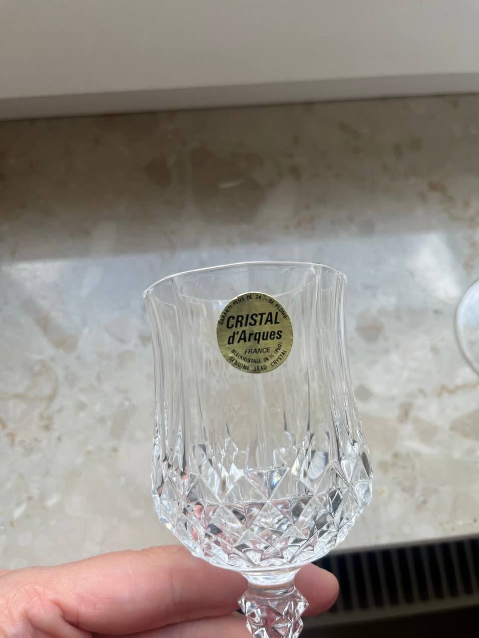 Cristal d'Arques Francja kieliszki kryształowe 24% PbO 6 szt. z naklejkami