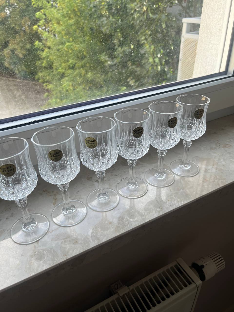 Cristal d'Arques Francja kieliszki kryształowe 24% PbO 6 szt. z naklejkami