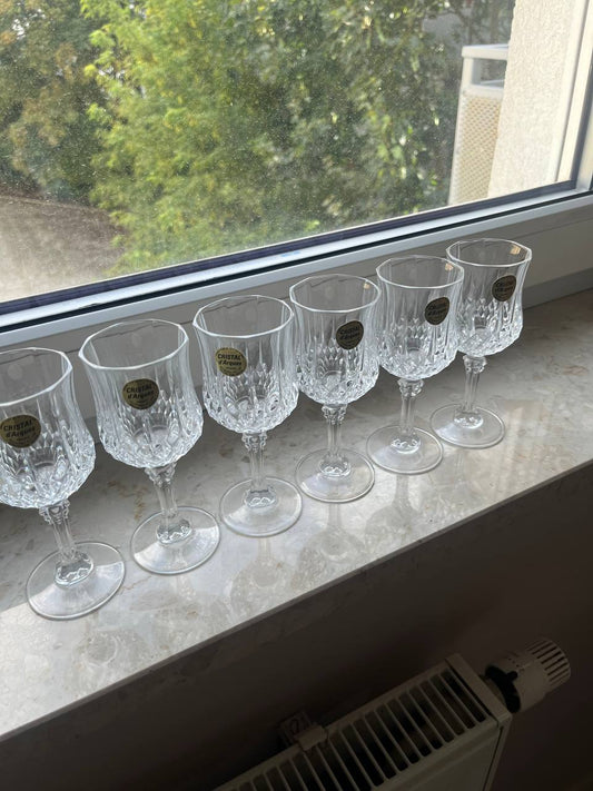 Cristal d'Arques Francja kieliszki kryształowe 24% PbO 6 szt. z naklejkami