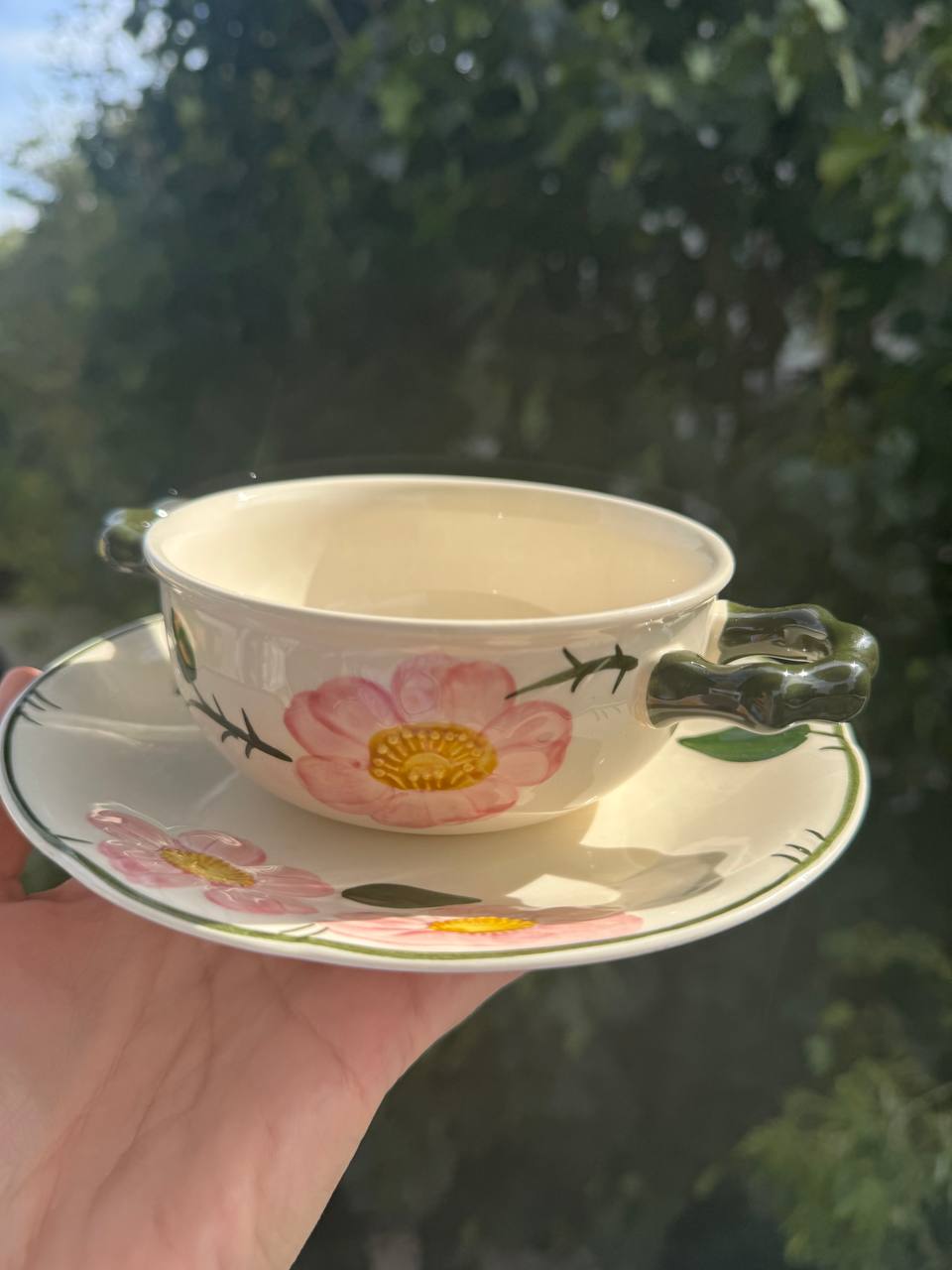Villeroy & Boch Wild-Rose – Zestaw 4 bulionówek ze spodeczkami (8 el.) Vintage