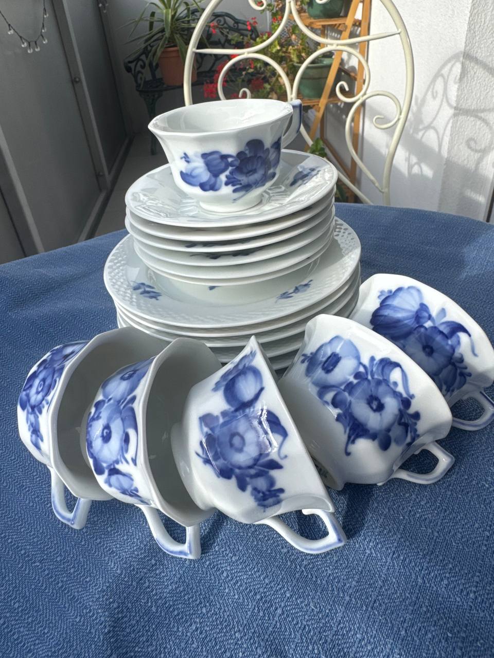 Royal Copenhagen Blå Blomst – Zestaw kawowy dla 6 osób 18 elem. | Porcelana Duńska Ręcznie Malowana