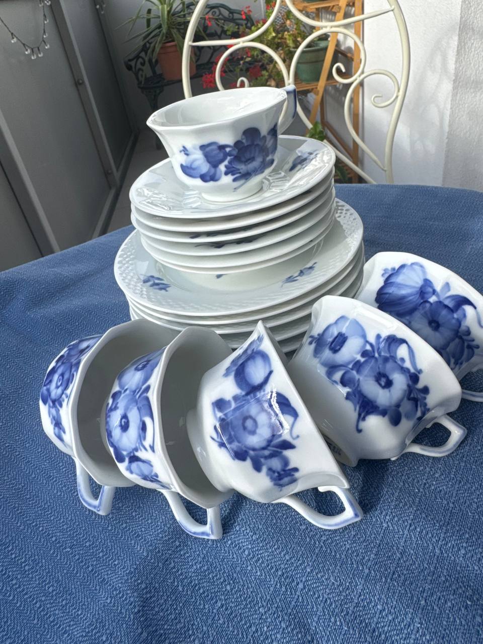 Royal Copenhagen Blå Blomst – Zestaw kawowy dla 6 osób 18 elem. | Porcelana Duńska Ręcznie Malowana
