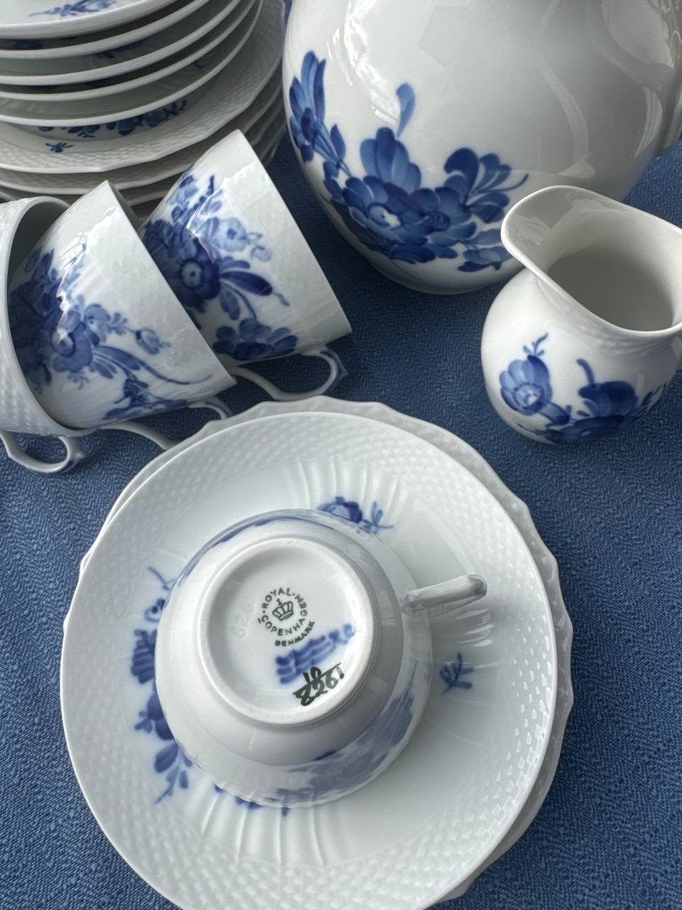 Royal Copenhagen Blå Blomst – Duży serwis kawowy 21 elem. | Porcelana Duńska
